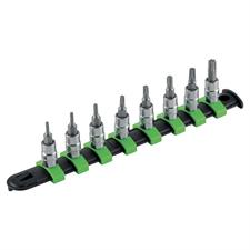SET 8 INSERTI A BUSSOLA TORX 1/4 SU SUPPORTO IN PLASTICA