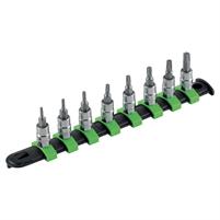SET 8 INSERTI A BUSSOLA TORX 1/4 SU SUPPORTO IN PLASTICA