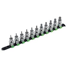 SET 11 INSERTI A BUSSOLA TORX DA 1/2 SU SUPPORTO IN PLASTICA