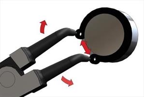PINZA A BECCHI PIEGATI 90° PER ANELLI ELASTICI ESTERNI MM 180