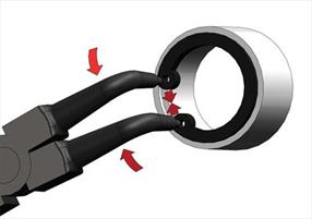PINZA A BECCHI PIEGATI 90° PER ANELLI ELASTICI INTERNI MM 180