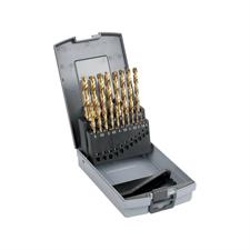 SET 25 PUNTE ELICOIDALI CILINDRICHE IN ACCIAO HSS-TIN 5% VER. RE