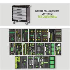 CARRELLO A 7 CASSETTI + ASSORTIMENTO 284 UTENSILI PER CARROZZERI